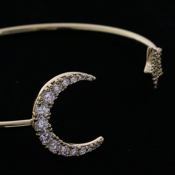 Lydell gold & crystal moon & star bangle bracelet - Picture 2 of 4